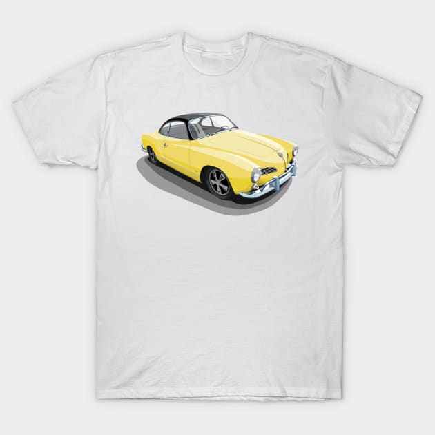 karmann ghia in yellow T-Shirt by candcretro